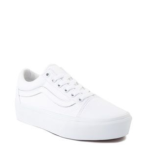 All white platform old skool vans